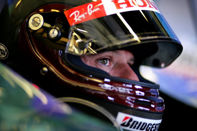 Racing Driver in Helmet — Black, Focused