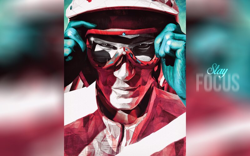 Racing Driver in Helmet — Red, Focused, Digital Art