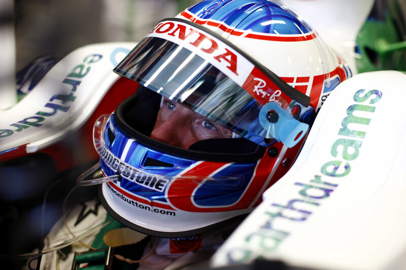 Racing Driver in Helmet — White