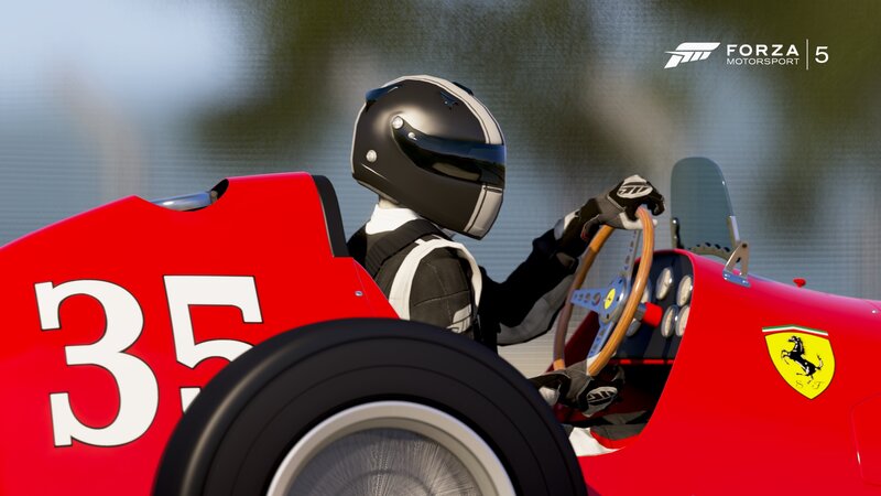 Racing Driver in Red Car — Focused
