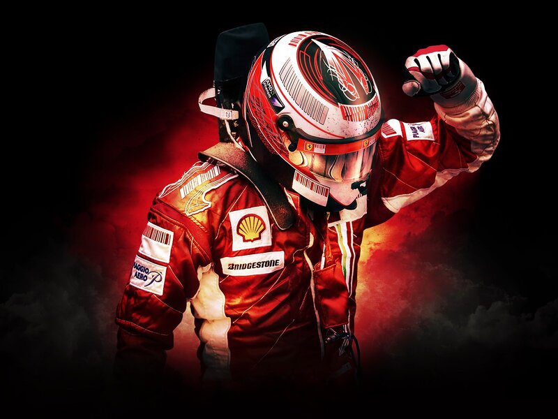 Racing Driver in Uniform — Red, Dramatic, Digital Art, Helmet, Gloves, Jacket, Black