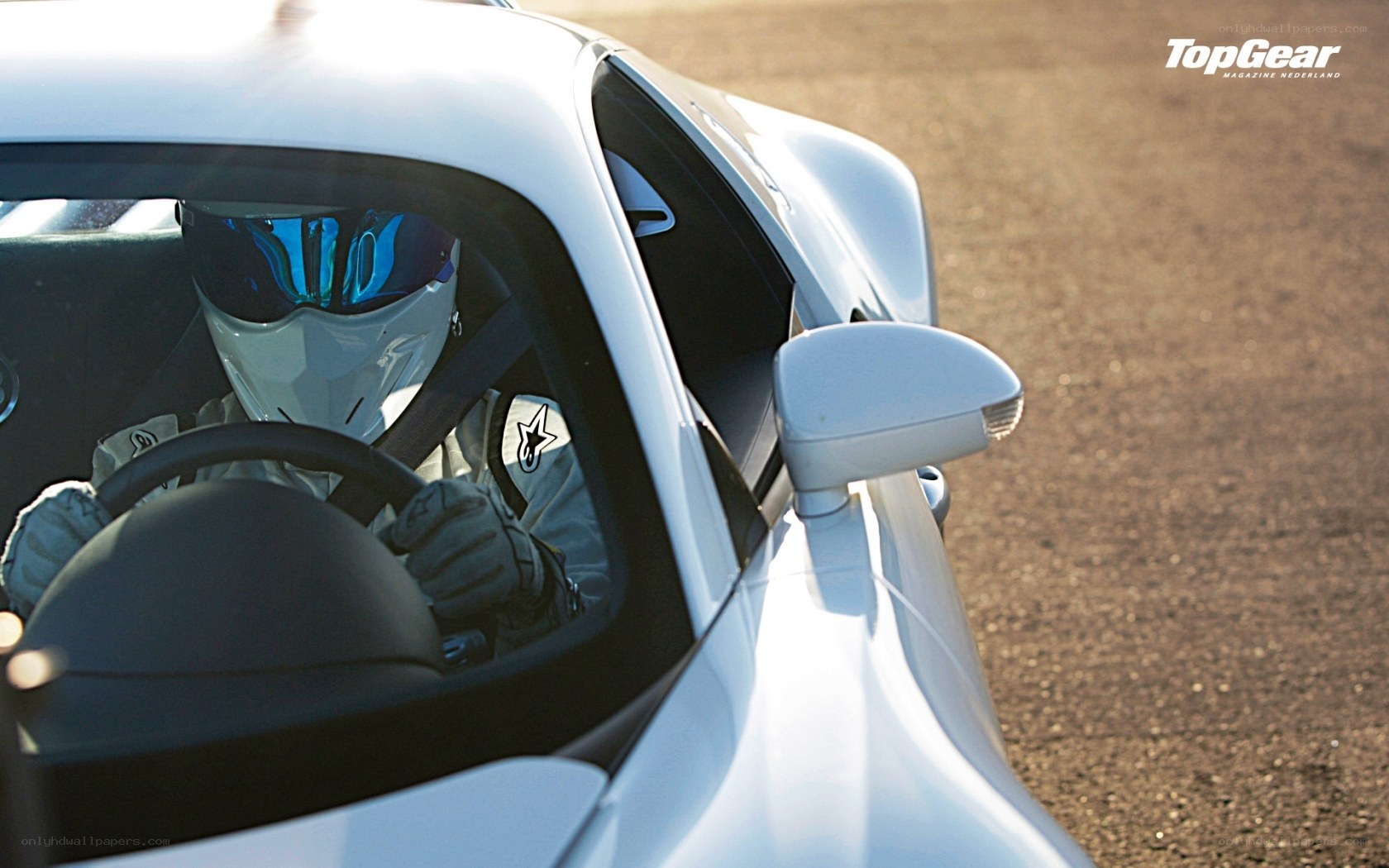 racing driver in white car
