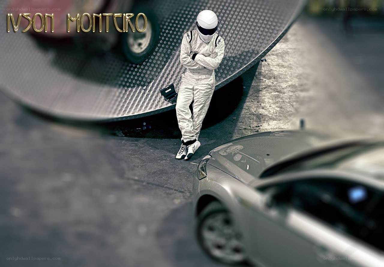 racing driver in white suit