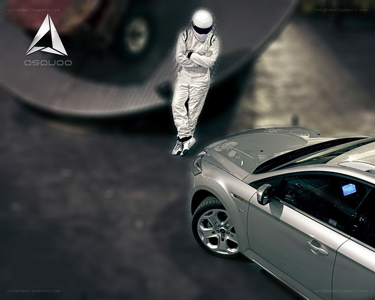 racing driver with car