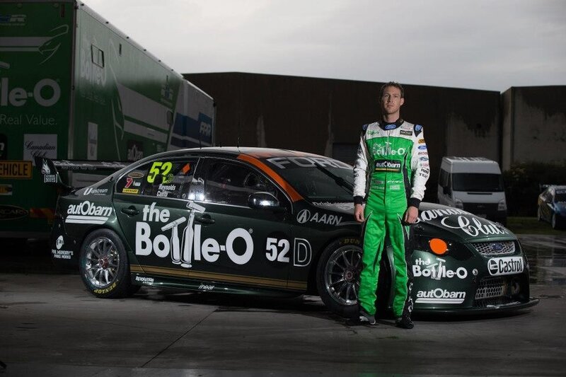 Racing Driver with Car — Green, Dramatic