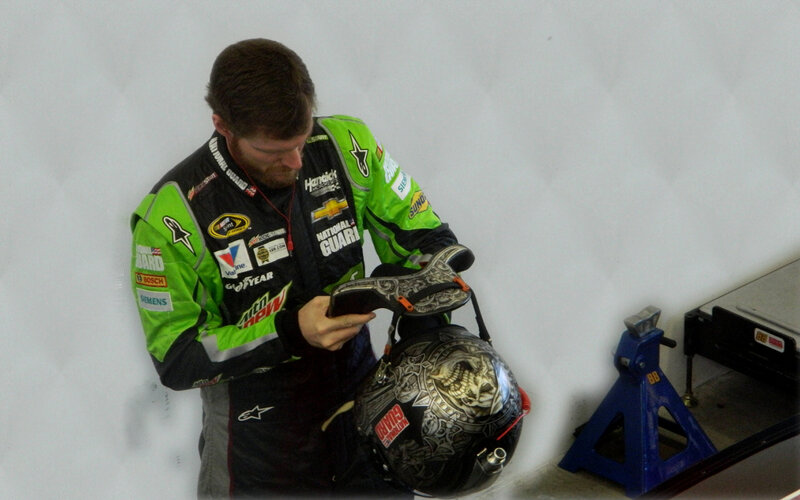 Racing Driver with Helmet — Green