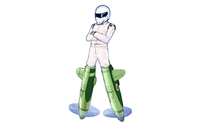 racing driver with jet boots