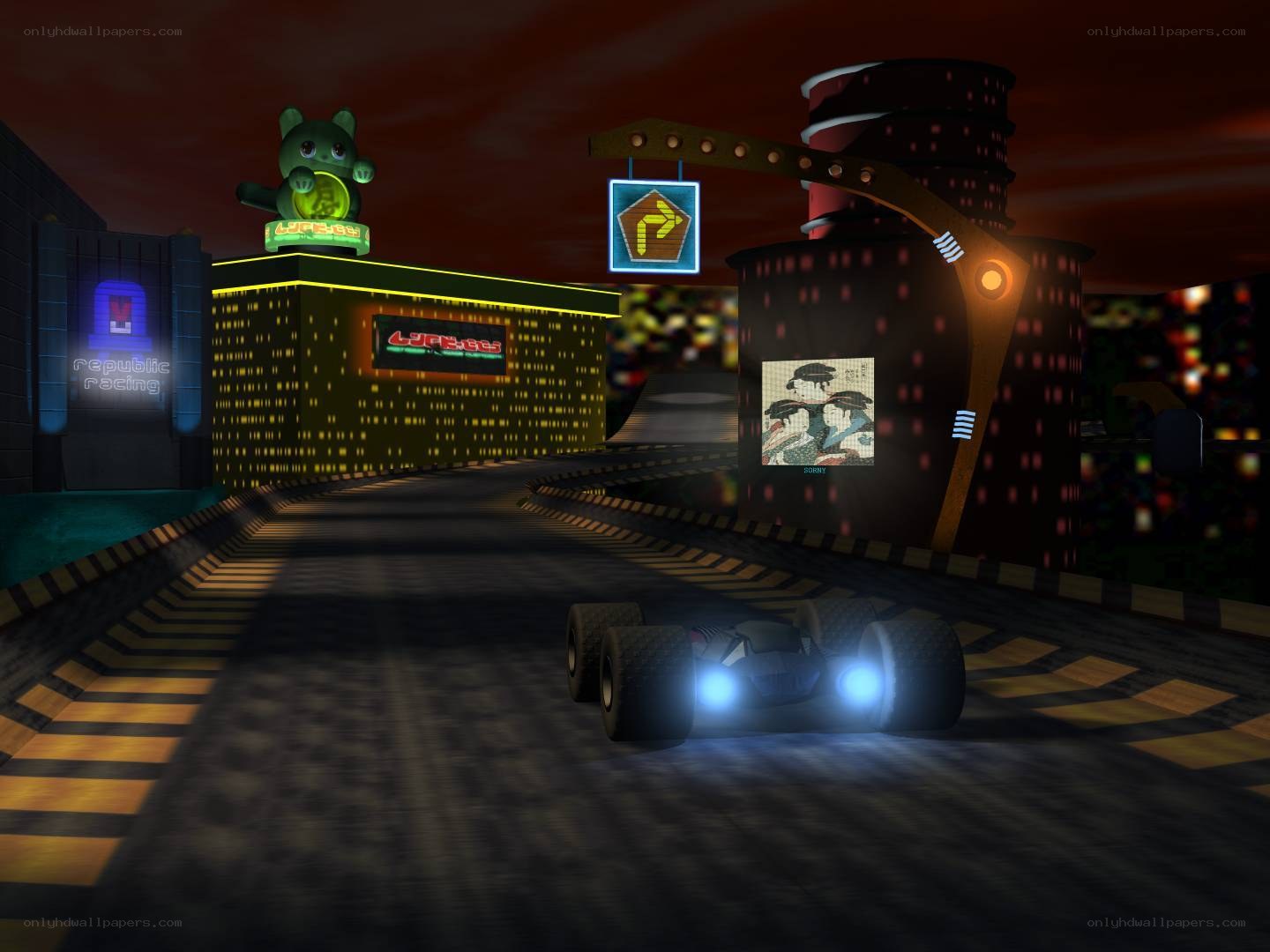 Racing game at night