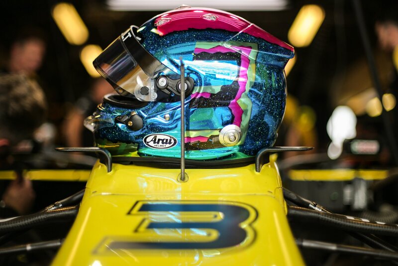 Racing Helmet on Car — Yellow