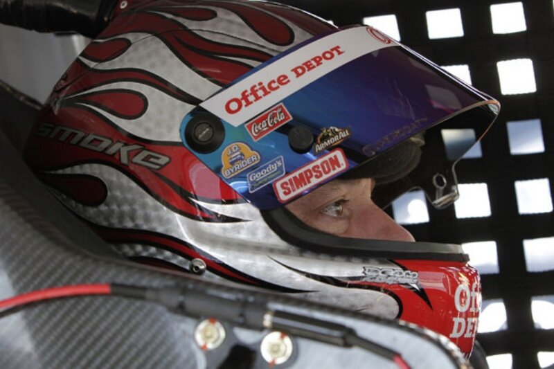 racing helmet with sponsor logos