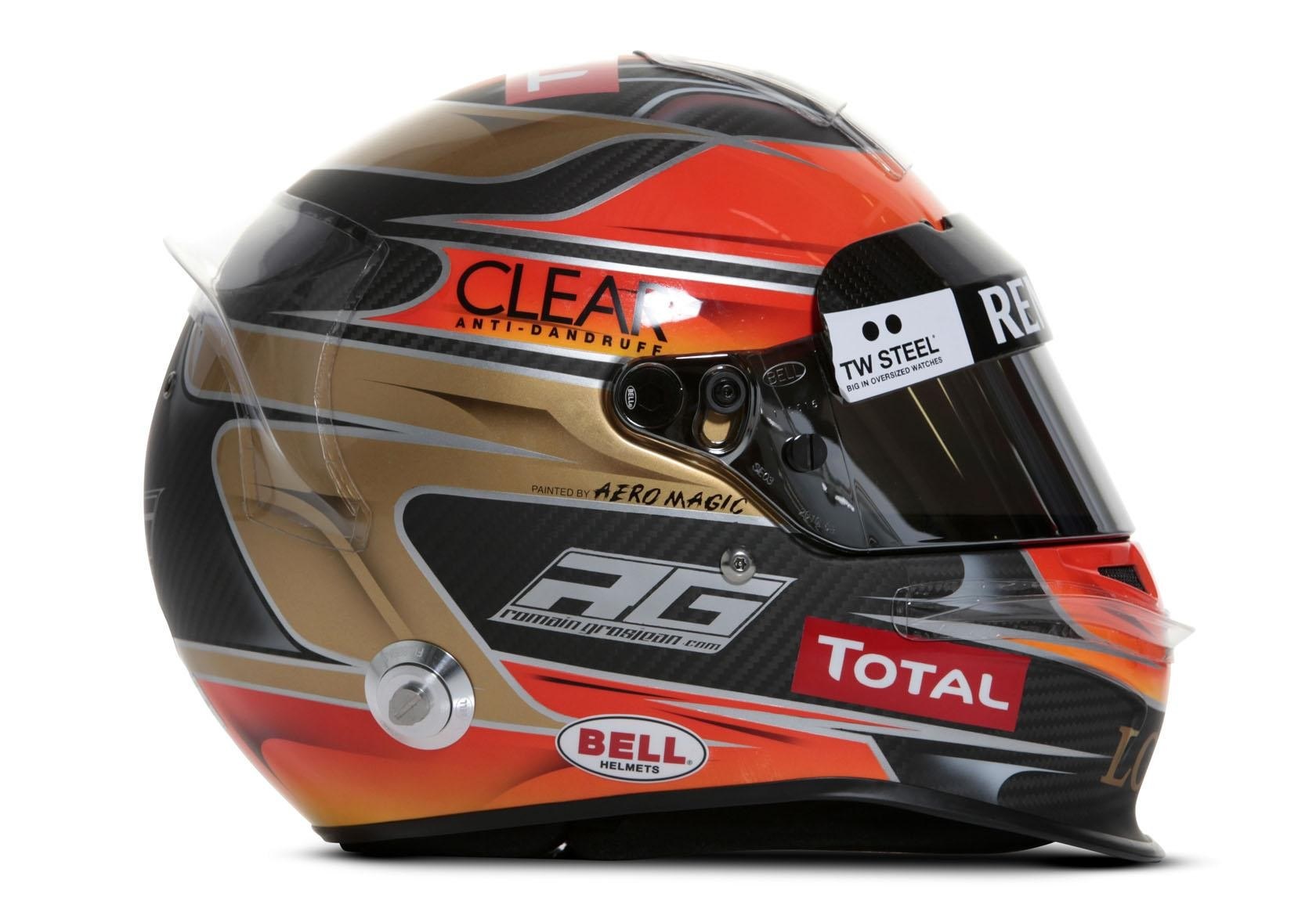 racing helmet with sponsor logos