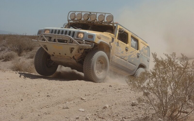 racing hummer in desert