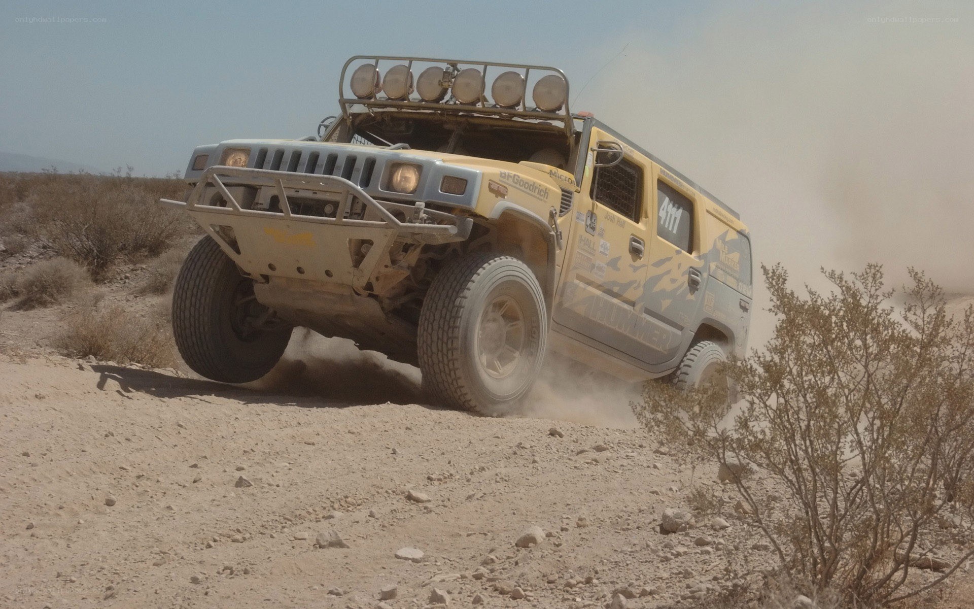 racing hummer in desert