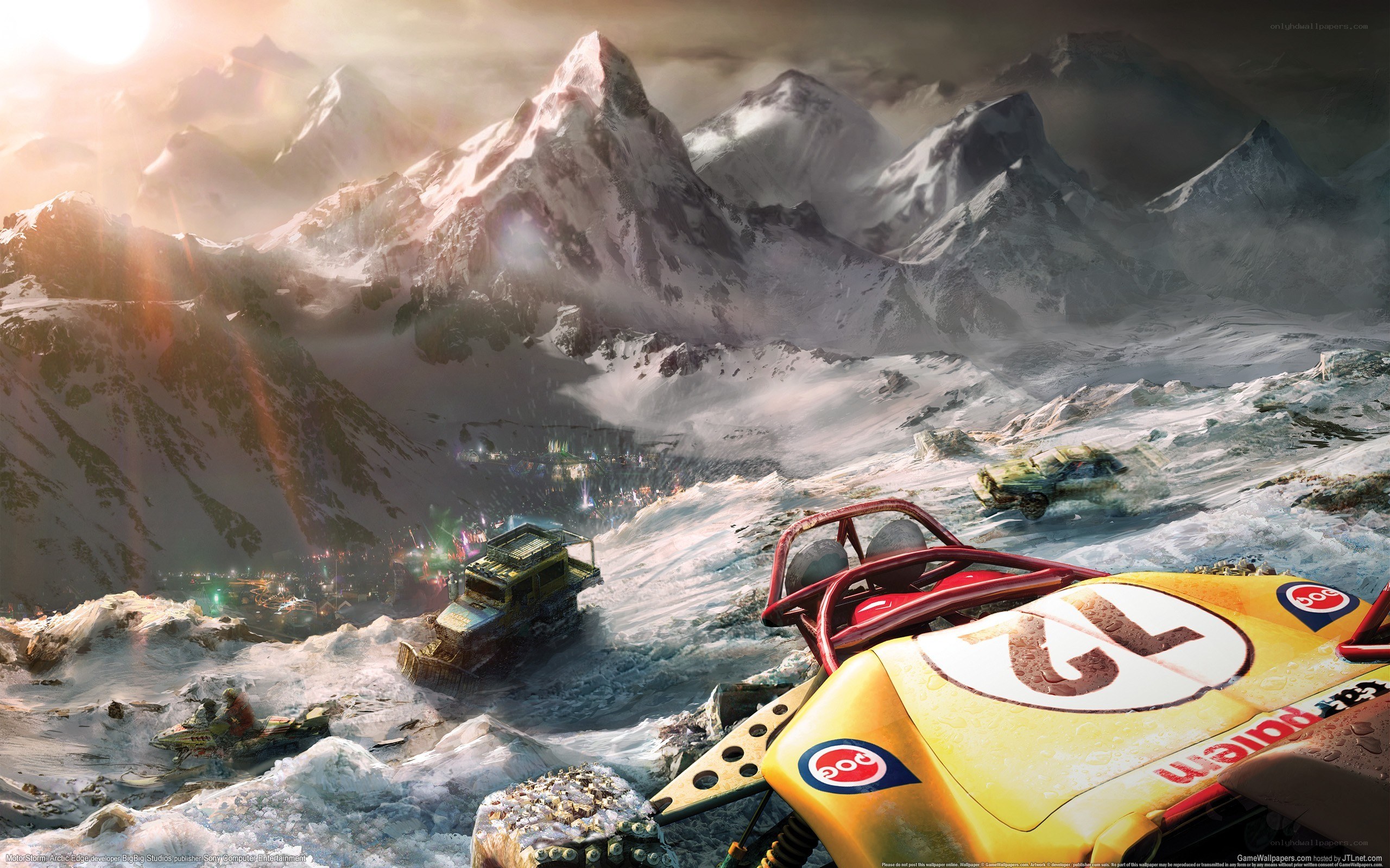 racing in a snowy mountain