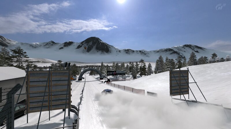 racing in snowy mountains