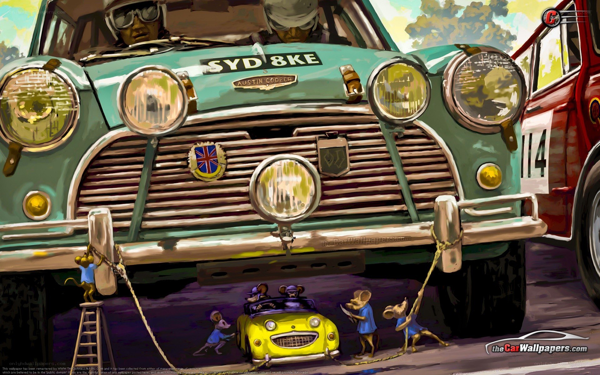 Racing Mini Cooper with mice