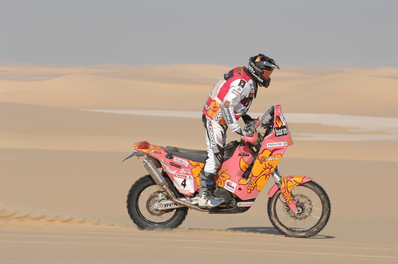 Racing motorcycle in desert