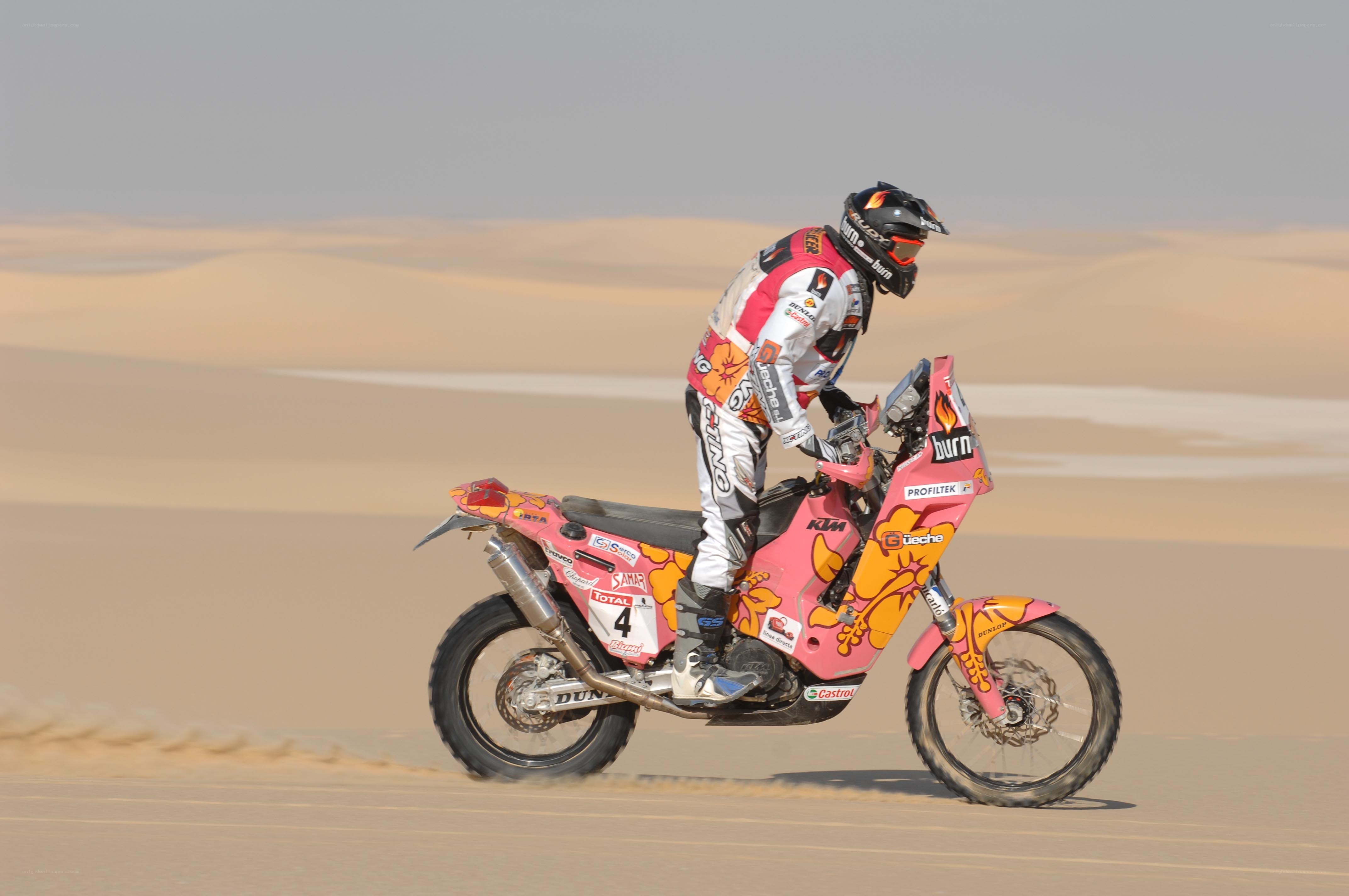 Racing motorcycle in desert
