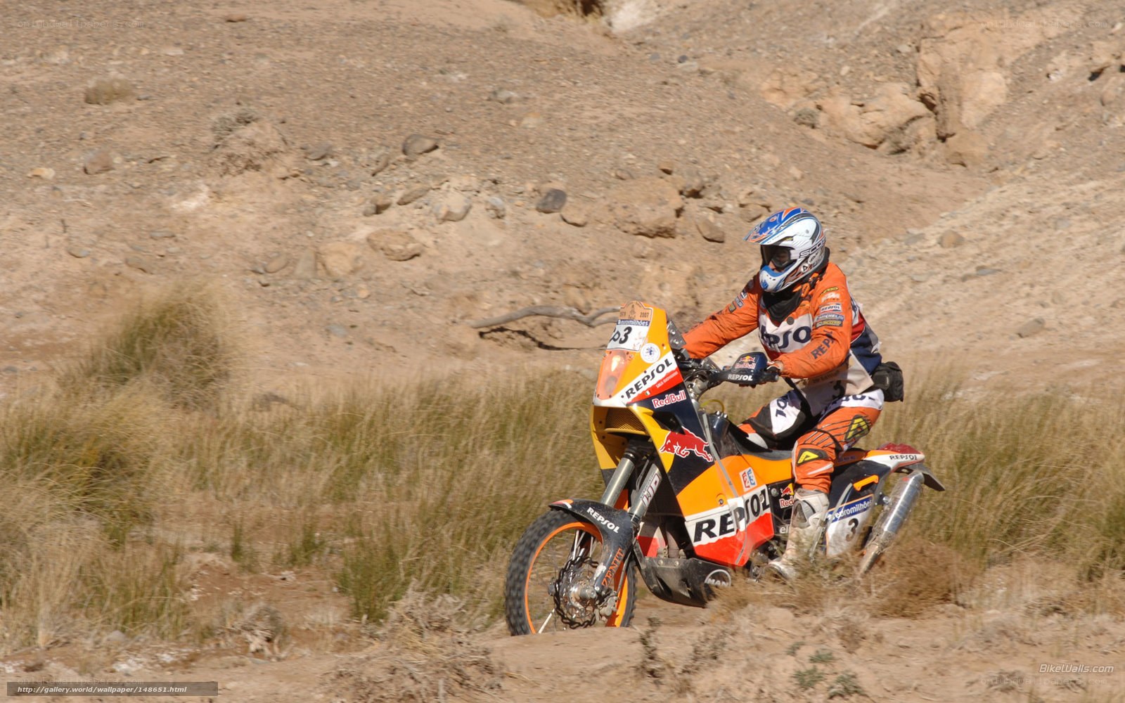 Racing motorcycle in desert