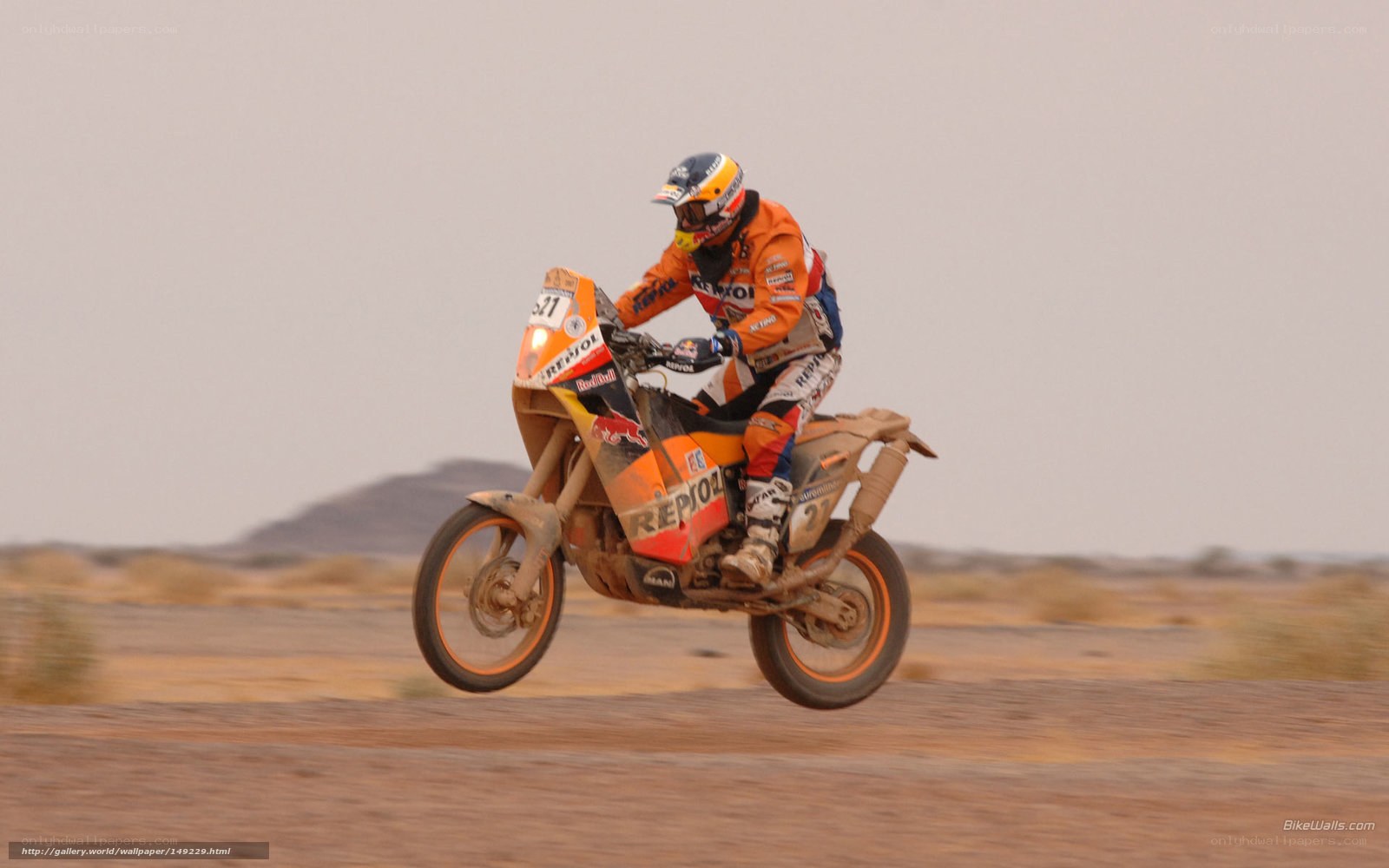 Racing motorcycle in desert