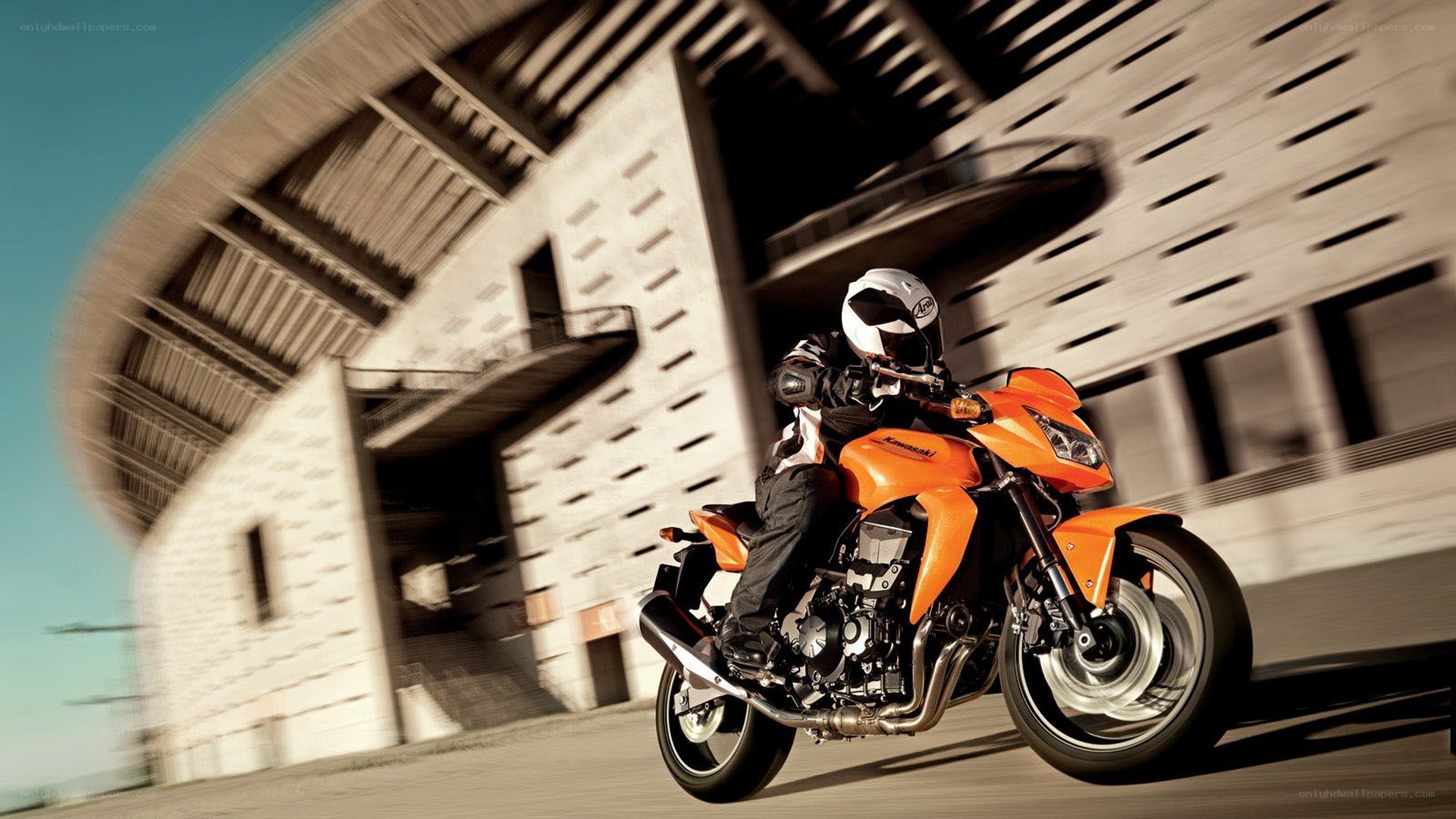 Racing motorcycle in motion