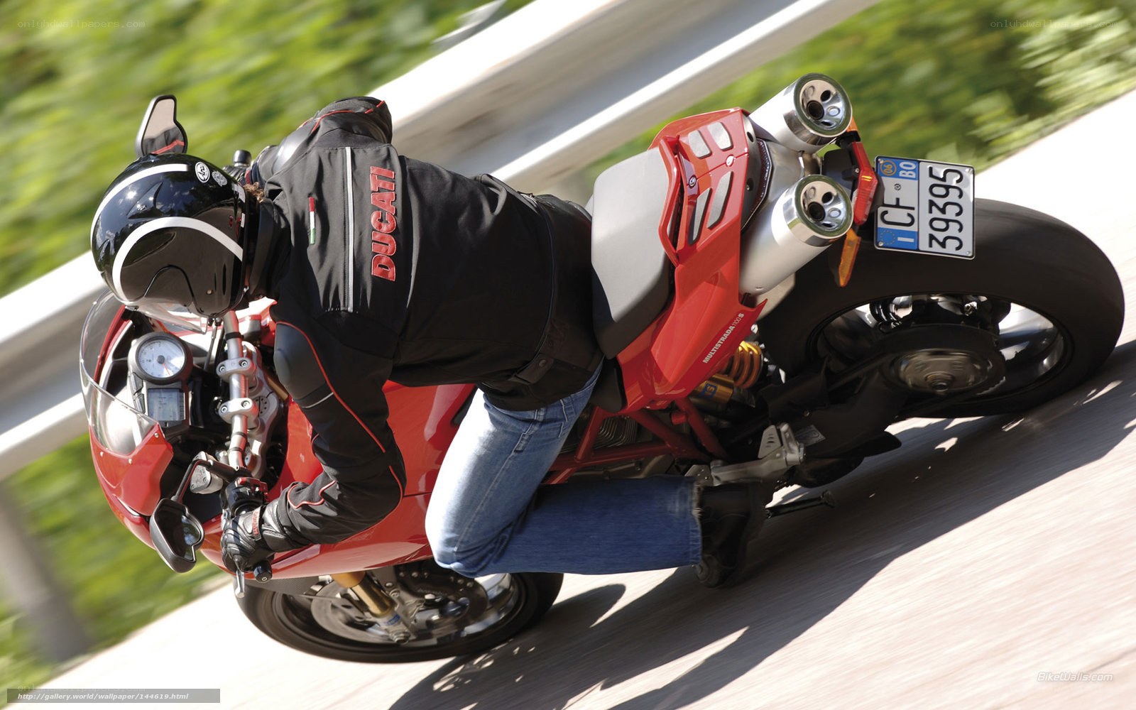 Racing motorcycle on a curve