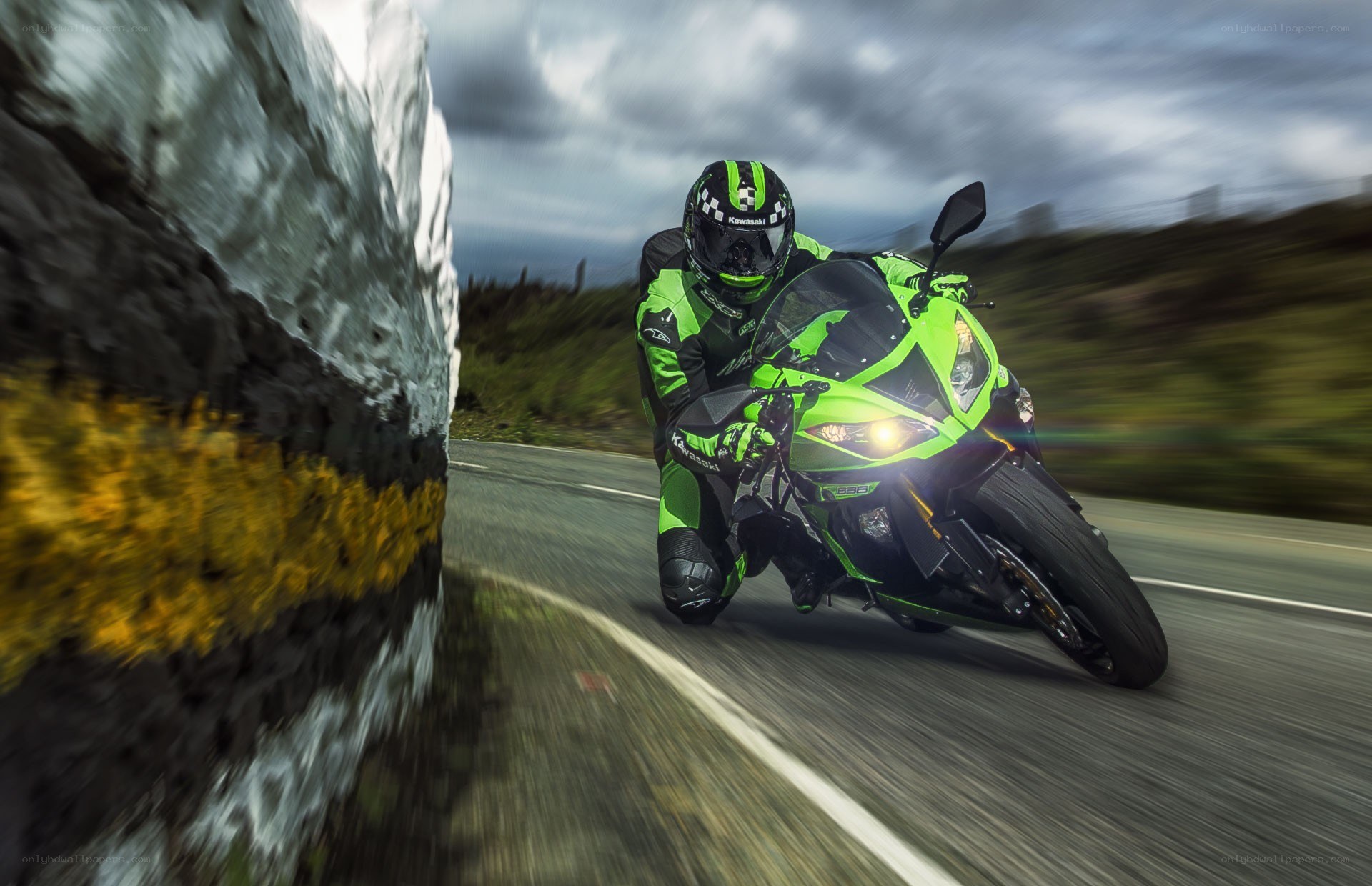 Racing motorcycle on a road