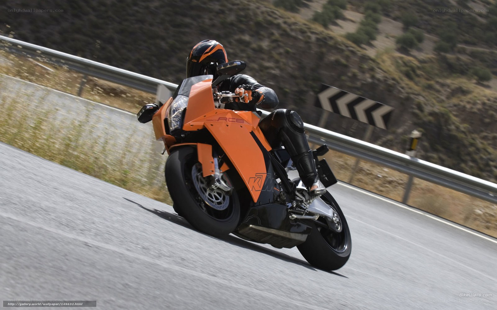 Racing motorcycle on a winding road