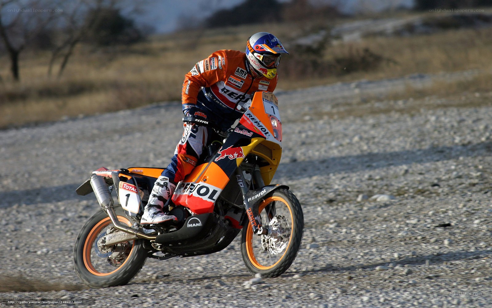 Racing motorcycle on gravel