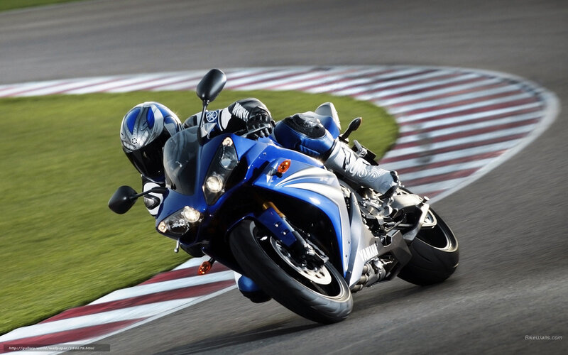 Racing Motorcycle on Track — Blue, Dynamic, Photograph
