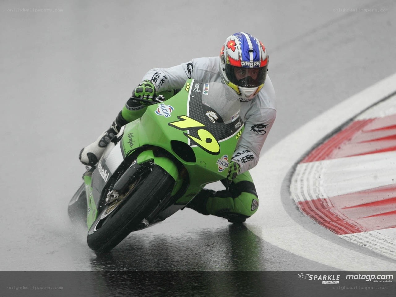 racing motorcycle on wet track