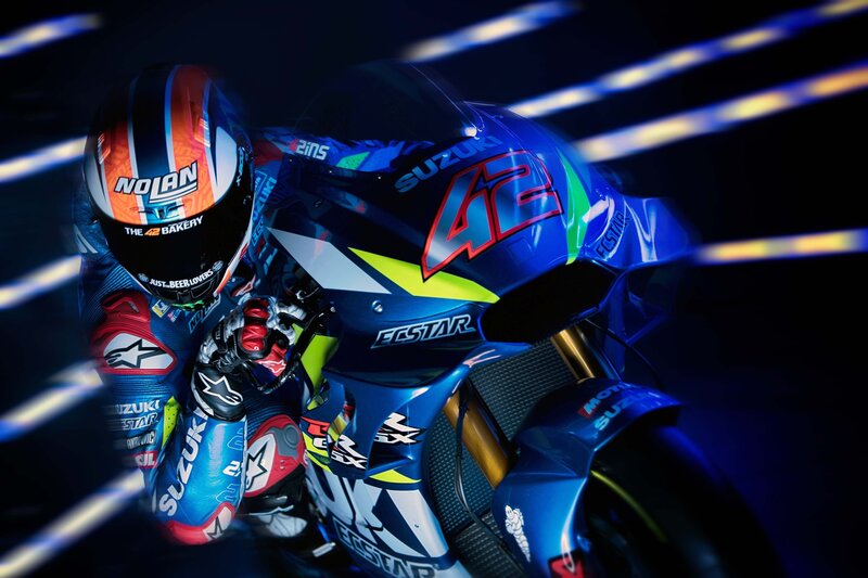 Racing Motorcyclist — Blue, Dramatic