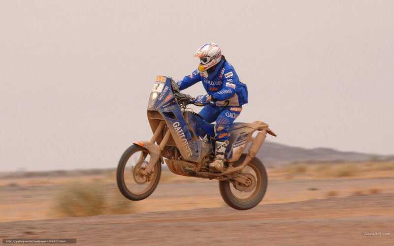 Racing Motorcyclist — Blue, Dynamic, Afternoon, Photograph, Motorcycle, Desert, Dirt
