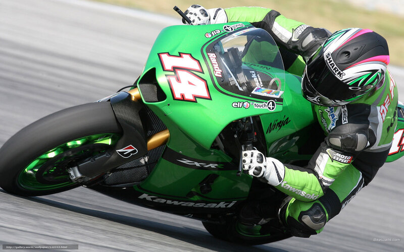 Racing Motorcyclist — Green, Dynamic, Afternoon