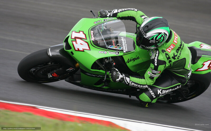 Racing Motorcyclist — Green, Dynamic, Photograph