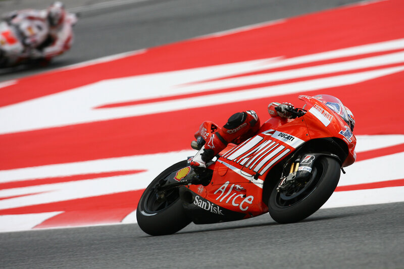 Racing Motorcyclist — Red, Dynamic, Afternoon, Photograph, Motorcycle, Racetrack