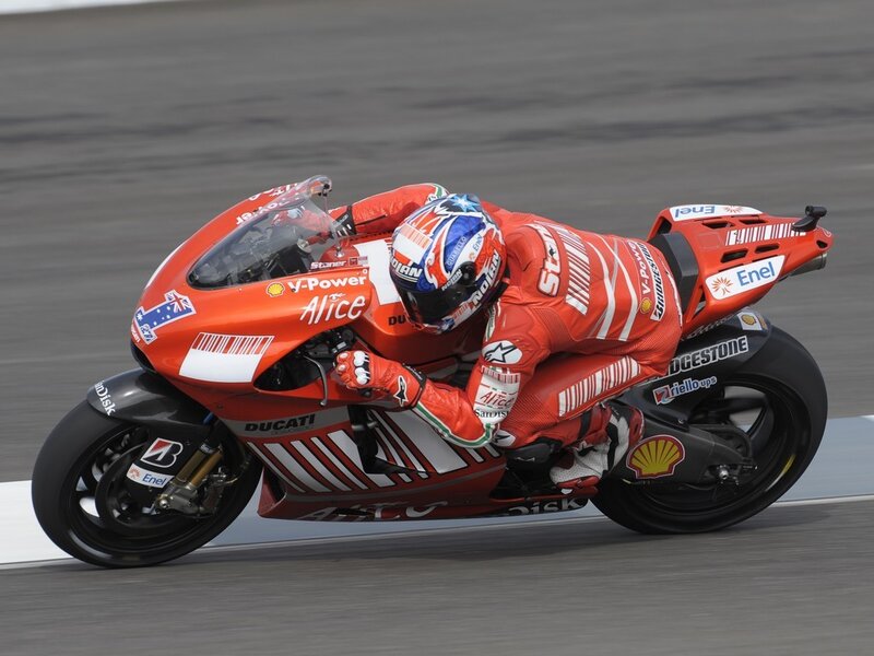 Racing Motorcyclist — Red, Dynamic, Photograph, Motorcycle, Helmet, Racing Suit