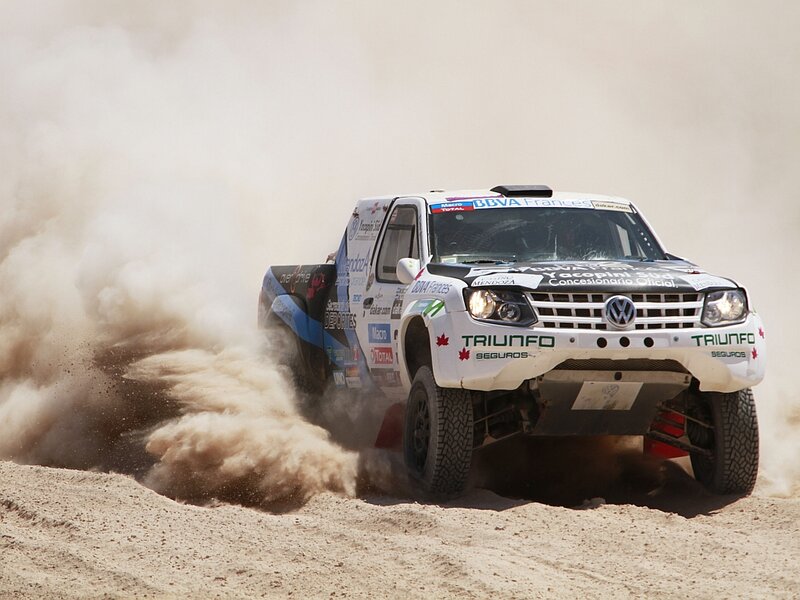 Racing Pickup Truck — White, Dynamic, Afternoon