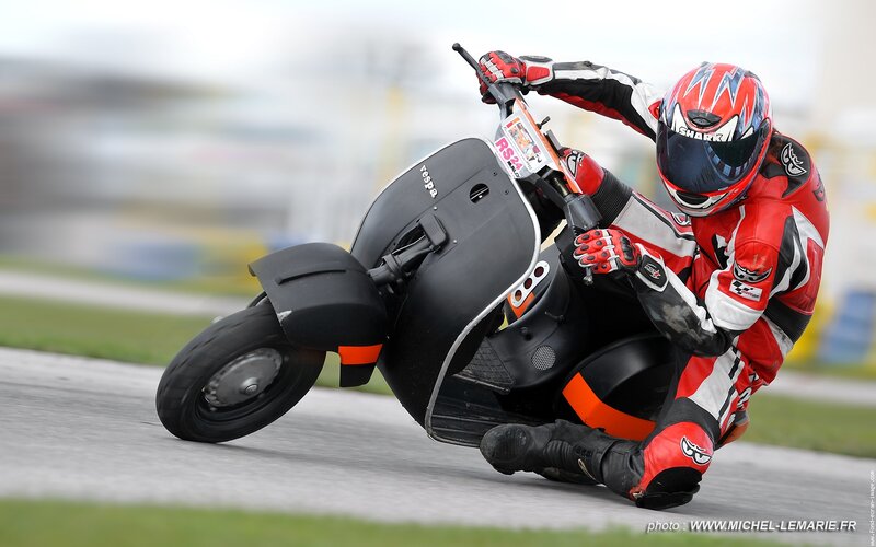 racing scooter on track