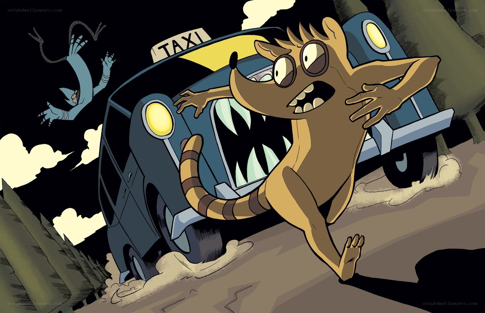 Racing taxi with monster