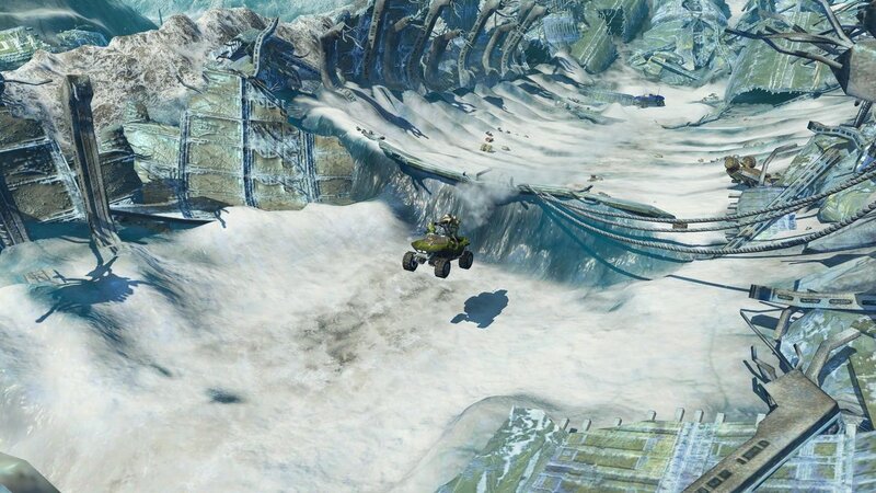 Racing through a snowy ruin