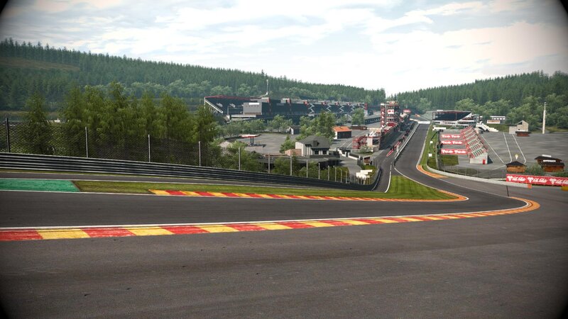racing track with forest backdrop