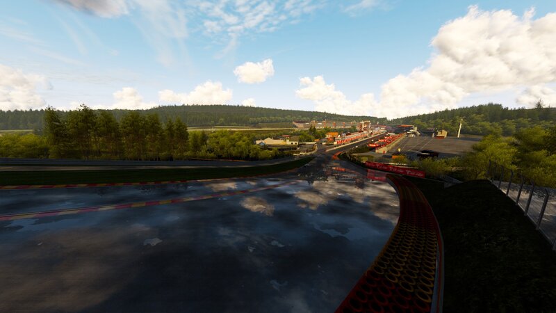 racing track with wet surface