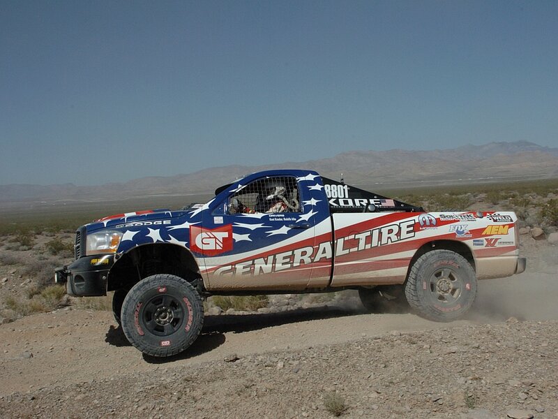 Racing Truck in Desert — Blue, Action