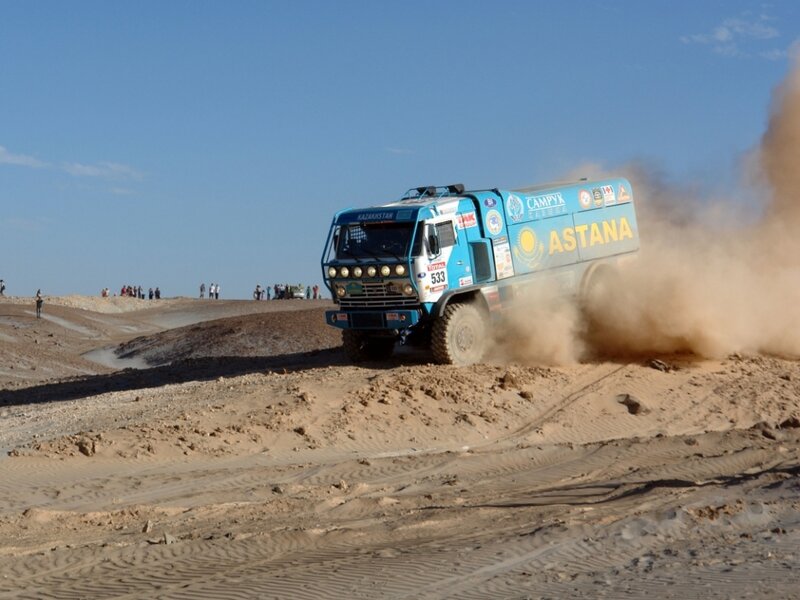 Racing Truck in Desert — Blue, Dynamic, Afternoon, Photograph