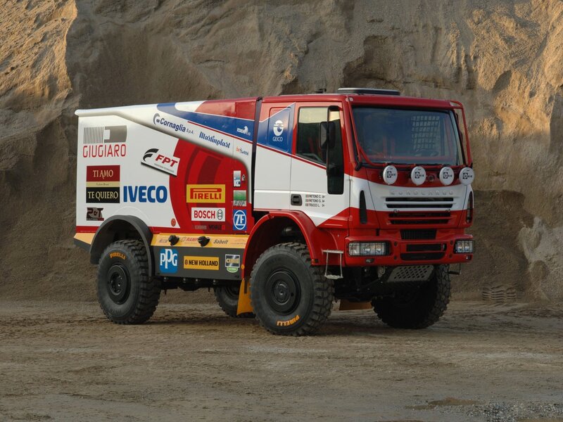 Racing Truck in Desert — Red, Dramatic