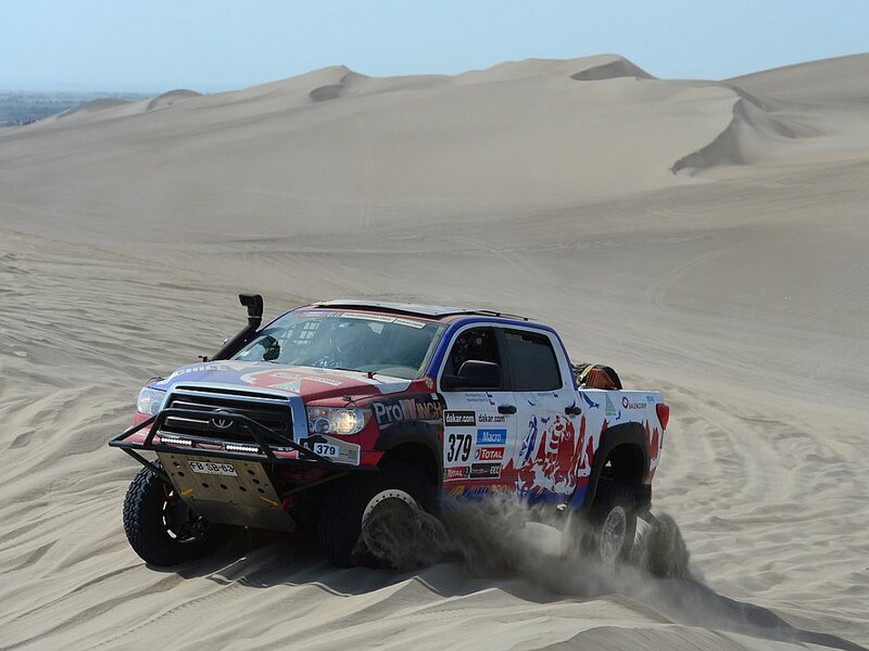Racing Truck in Desert — White