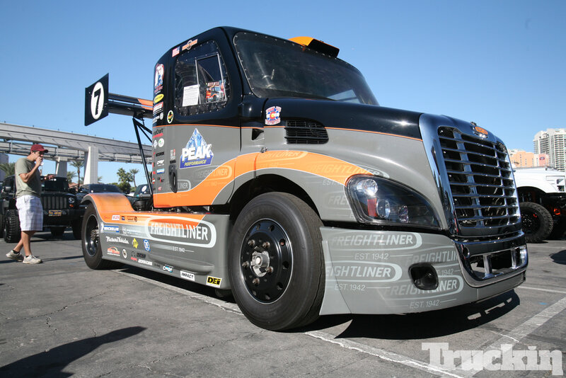Racing Truck in Parking Lot