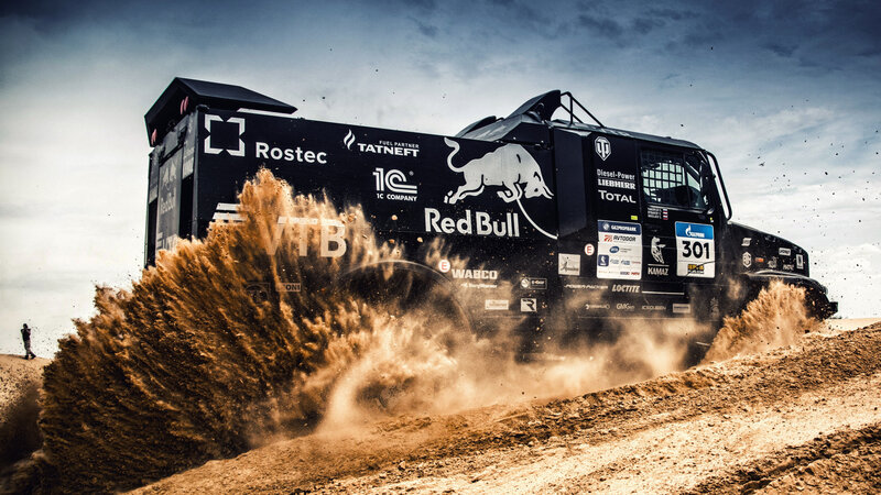 Racing Truck Kicking Up Dust — Black