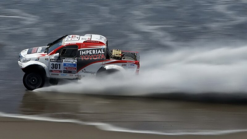 Racing Truck on Beach — White